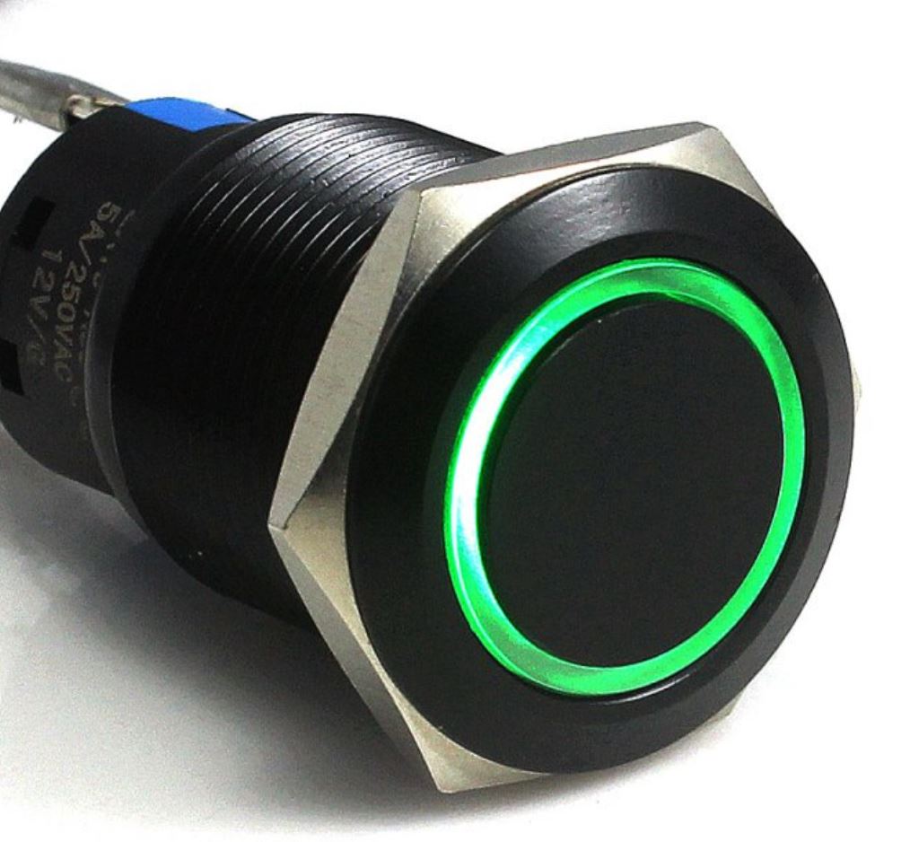 Einbauschalter - / Taster 19 mm Schwarz Ring LED