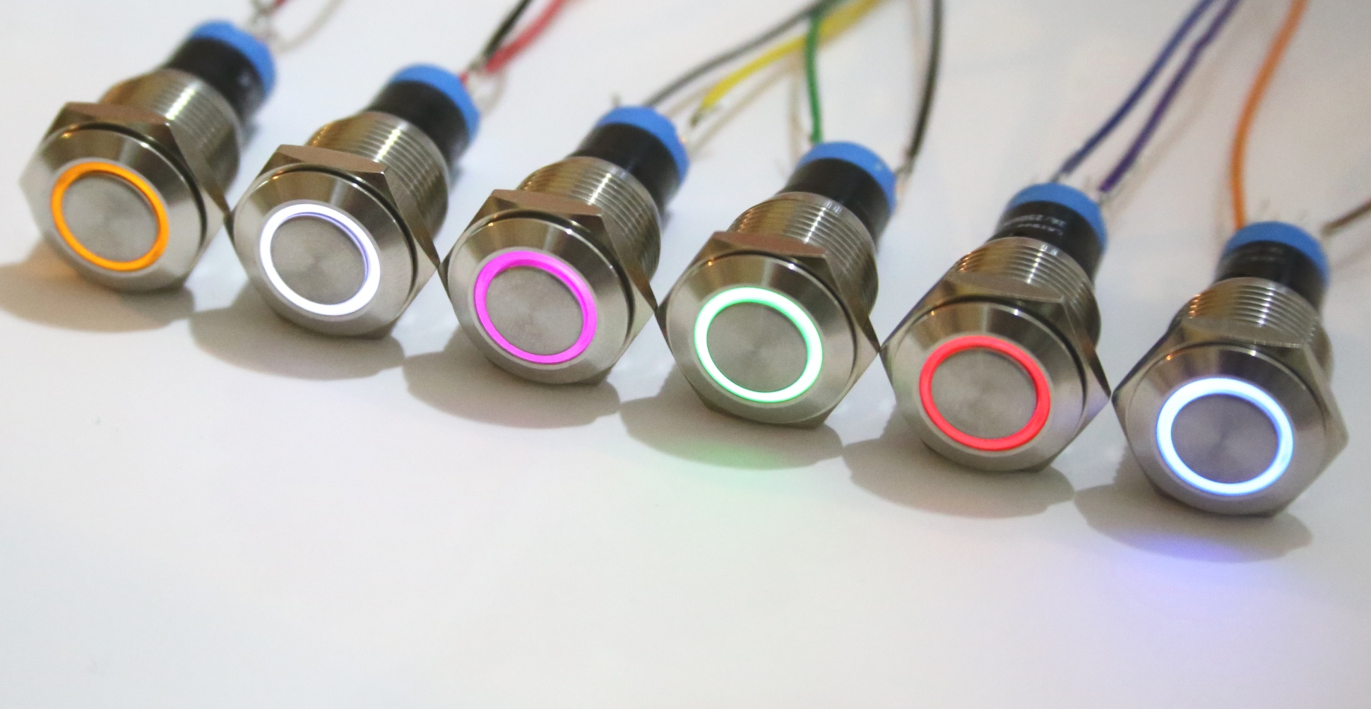 Einbauschalter - / Taster 16 mm Edelstahl Ring LED