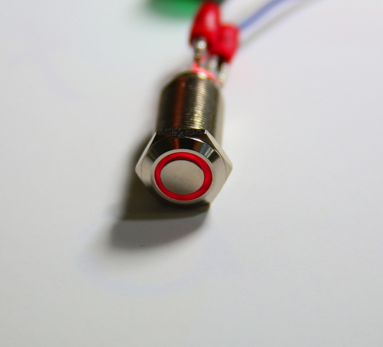 Einbauschalter - / Taster 12 mm vernickelt Ring LED