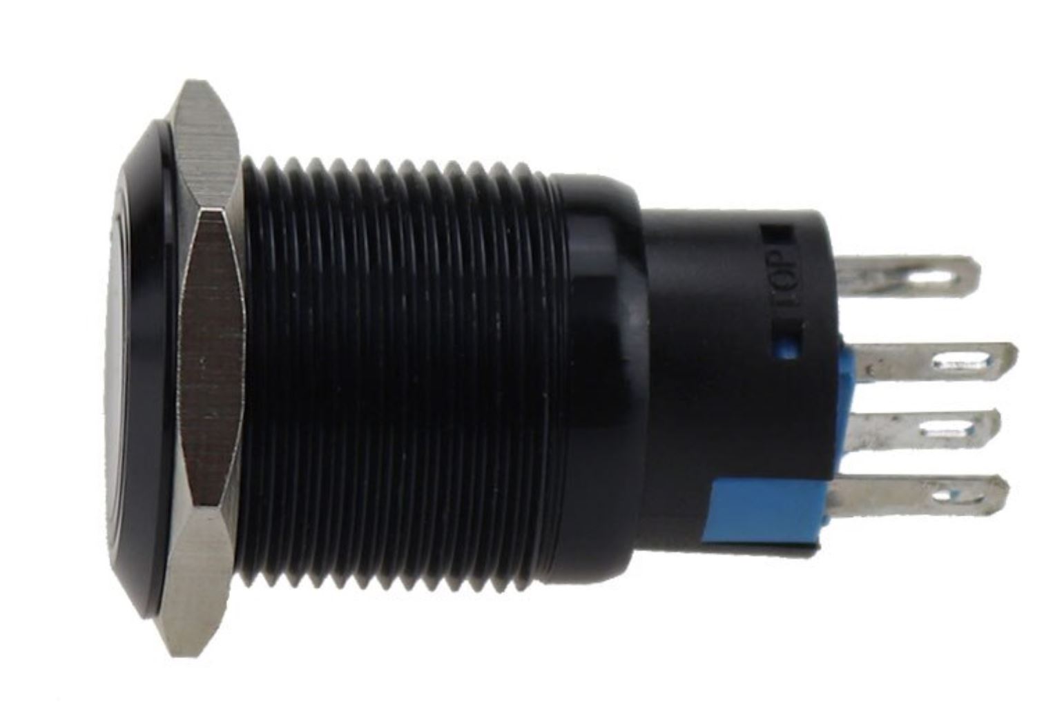 Einbauschalter - / Taster 16 mm Schwarz mit Ring LED